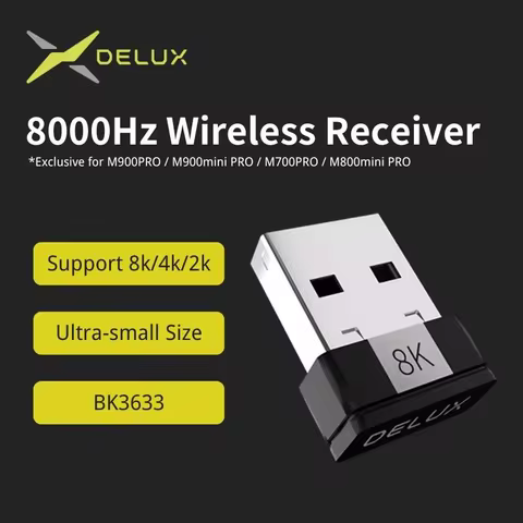 Delux 8K Polling Rate Wireless Receiver, 0.125ms Response, Exclusive for Delux M900Pro/M900mini Pro/