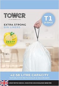 Tower T878000 42-58L Lemon Scented Bin Liners 20pc/Pack