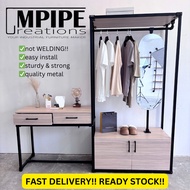 1in Square Hollow Cabinet Almari Storage Clothes Hanging Wardrobe Penyidai Baju Rak Metal Wardrobe R