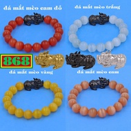 Stainless steel pixiu charm bracelet, yellow opal, orange opal, orange opal, orange pink opal, white