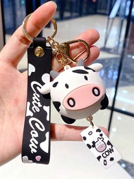 Llavero Con Forma De Vaca Lindo Para Mochila, Colgante De Bolsa Con Cadena De Llave Para Dibujos Animados, Encantos De Cadena De Llave Cosas Lindas