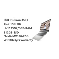 Dell Inspiron 3501/15.6"inc FHD/ i5-1135G7 /8GB-RAM/512GB-SSD/NvidiaMX330-2GB/WIN10/3yrs Warranty