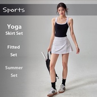 💖 Set Yoga Wanita Bra Sport & Skirt Pendek 🌟 Anti Goyang Cepat Kering 🍃 Untuk Yoga Lari Casual ✨