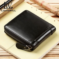 LouisWill Short Wallet Men Fashion Wallets PU Leather Card Holder Protector Bifold Short Purse with Zipper Coin Pocket Waterproof Money Bag