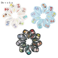 [Devoko] 9x Golf Iron Head Covers Golf Wedge Iron Protective Headcover PU Golf Iron Headcover Protec