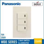 Panasonic Wide Series 3 Way Illuminated Switch - 3 Gang