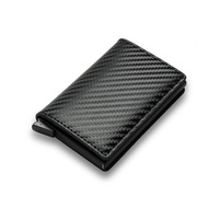 RFID Card Holder Blocking Protected Atm Card Holder Carbon Fiber Leather Aluminumm Wallet Slim Leath