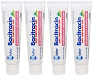 (4 Pack) Globe Bacitracin Zinc Ointment + Aloe 1oz, Antibiotic Ointment, Essential Antibiotic First 