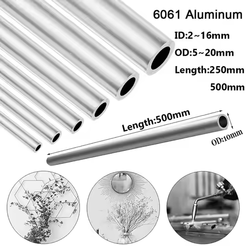 Aluminium Pipe 1.5mm~2mm Thickness 5-20mm OD Straight 300mm 500mm Long Round 6061 Aluminum Alloy Tub