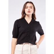 Art VEST - ET CETERA Puff Sleeves V-Neck Knit Blouse