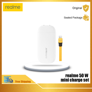 Realme ชุดชาร์จไฟแฟลชขนาดเล็ก50W (อะแดปเตอร์ GaN + สายข้อมูลชนิด C) สีขาวสำหรับไอโฟนหัวเหว่ย Realme 