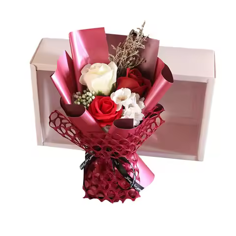 Decorative Flowers Artificial With Vase Decoration Leaf Rose Artificial Flower Home Bouquet Wedding 