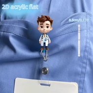 2D 2D Flat Acrylic 2D Fashion Doctor Print Badge Pendant, Stylish Cartoon-Style Male Doctor Art Desi