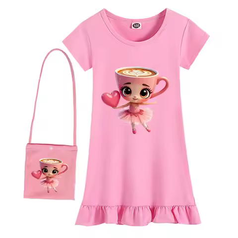 Ballerina Capuccina Italian Brainrot Kids Clothes Girls Sleepwear Girls Princess Nightgowns Children