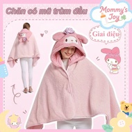 Hooded Nap Blanket,Student Hooded Scarf Blanket,Wearable Blanket,Kuromi、Melody