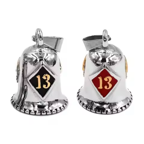 Number 13 Biker Bell Pendant Stainless Steel Silver Color Gold Motor Skull Mens Pendant SWP0508 (Has