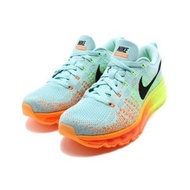 Nike flyknit air max Wmns 氣墊運動鞋渲染漸層編織水藍色綠橘螢光us7.5 24.5 38歐陽靖