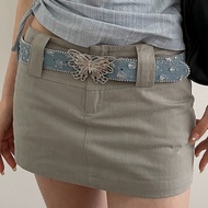 Yk2 Women's Fashion Belt Canvas Butterfly Belt Summer With Korean Style All-Match Jeans