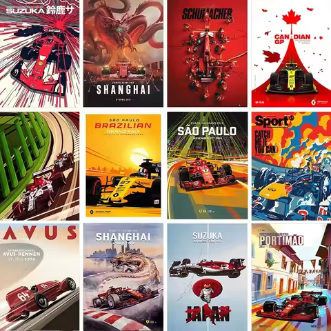 Formula 1 Drivers F1 Racing Poster Vehicle Super Car Canvas Prints Decorative Painting for Interior