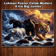 Modern Poster - Painting Poster Print Lion Tiger and beetle tiger big jumbo size 50x100cm 70x100cm 1