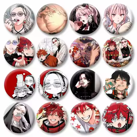 Manga Series Gokurakugai Soft Button Pins Cartoon Tinplate Round Brooch Alma Tao SAOTOME Icon Badge 