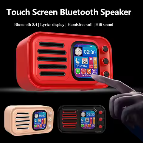 Mini Touch Screen Bluetooth Speaker Wireless Hifi TWS Stereo Soundbar Portable FM Music Player with 