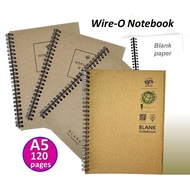 Wire-O Notebook A5 A4 Blank Paper Scrap Book Sketch Book 120 / 160pages (Buku Nota Kosong)