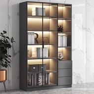 Solid Wood Book Cabinet Glass Book Shelf Display Storage Cabinet Light Luxury Book Shelf With Door