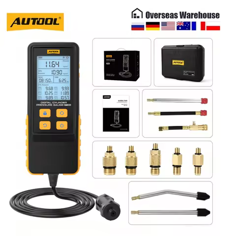 AUTOOL Digital Compression Tester Automotive Cylinder Pressure Gauge 0-426PSI 0~29bar for Petrol Eng