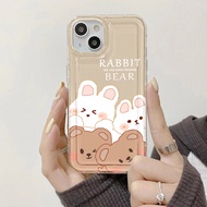 Good case Cartoon Cute Rabbit Bear For Vivo Y35 Y22 Y16 Y20s Y15 Y20 Y11 Y17 V23 Y20i Y21A Y21 Y12 Y51 V23E Y21s Y22s Y15A Y12i Y15s Y91C Y33s Y30 Y31 Y91 TPU Transparent AirBag Phone Case Soft Protective Coverเคสโทรศัพท์ vivo