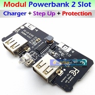 Modul Powerbank 2 Slot Multi Charger + Step Up + Protection 5v 2A Cas