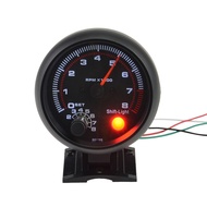 3.75" Car Universal Black  Tachometer Gauge White Inter Shift light 0-8000 RPM