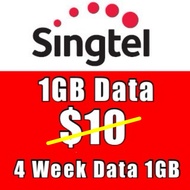 Singtel Prepaid $10 (1GB) 4 Week Data Plan Top Up / Recharge/ 手机充值