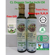 Halal Twin Pack CL Organic Peru SACHA INCHI OIL 印加果油 MINYAK SACHA INCHI (250ml)+FREE Gift