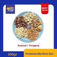 500gr Premium Roasted Mix Nut 5in1 (Almond, Cashew, Walnut Hazelnut, Macadamia) 500gram