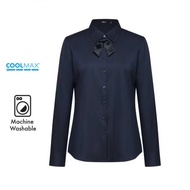 G2000 Women's Long-Sleeved Shirt Navy Blue Cool Max Work (Removable Bow) G2000 Blouse Women