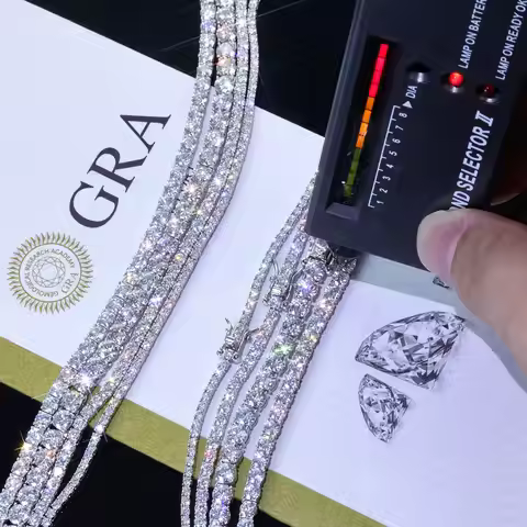 ESKEEM Moissanite Tennis Chain Necklace 925 Silver Iced Out VVS Pass Diamond Tester 2/3/4/5mm Tennis