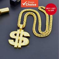 New Fashion Hip Hop Diamond-Set Dollar Sign Necklace for Men and Women