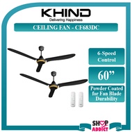 Khind 60" DC Ceiling Fan CF683DC (Matte Black) 2 UNITS COMBO Kipas Syiling with 6-Speed Control