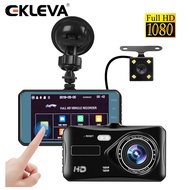 EKLEVA Dual Lens Dash Cam 4-Inch Touch Screen Car Video Recorder Full HD 1080P G-Sensor Dashcam with Rear View Parking Reverse Camera