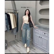 90cm Mushroom Down Jeans with Zippered Pockets in Soft Fabric for Girls from 1m48 to 1m56 Tall