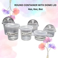Round Container with Dome Lid 4oz 6oz 8oz {100pcs}/ Disposable Plastic PP Food Container/ Bekas Bula