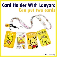 Winnie the Pooh Card Holder With Lanyard Neck Strap Card Bus Card Case Lanyard Work Identity Badge 2 Cards Cover ezlink id card holder