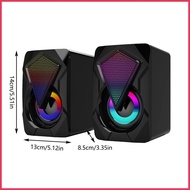 RGB PC Speakers for Desktop Desktop Subwoofer PC Speakers with RGB Lights Clear Sound Plug and Play 2pcs USB fotmy fotmy