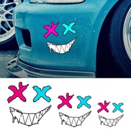 Reflective Car Stickers - Automobile Exterior Decoration - XX Eyes Demon Smiling Face - Anit-Scratches Self-adhesion Warning - Personalised Decorative Decals - For Helmet Motor