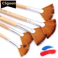 C5GOON 5Pcs Fan Shaped Nylon Hair Gouache Watercolor Paint Brush Set For School Painting Drawing Pai
