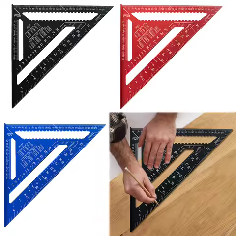 7/12 Inch Triangle Ruler Aluminum Alloy Metric Angle Ruler High Precision 90° Triangle Carpenter Squ