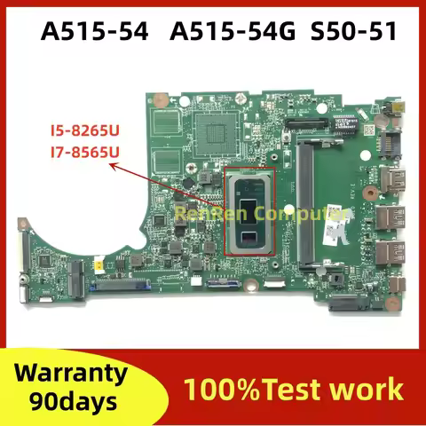 DA0ZAWMB8E0 For Acer A515-54 A515-54G S50-51 Laptop Motherboard I5-8265U I7-8565U 4GB RAM DDR4 Mainb