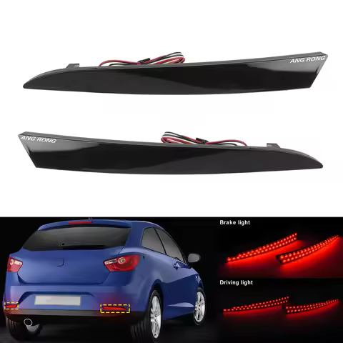 2x Black Lens LED Rear Bumper Reflector Brake Stop Light for Seat Ibiza 4 IV 6J 5D 08-12 Taillight A