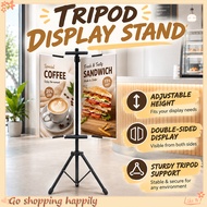 Tripod Banner Stand Double Sided Poster Display Holder Metal Adjustable Menu Signage Rak Iklan